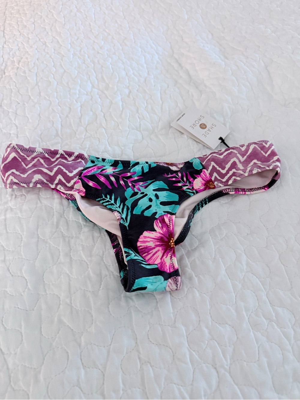 Shade and Shore Floral Bikini Bottom in Black & Purple